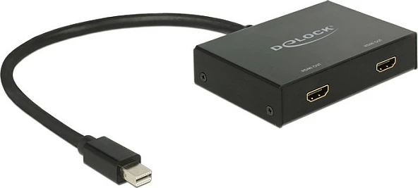 Splitter mini DisplayPort në 2x HDMI DeLOCK 87696, 4K, 0.3 m, i zi