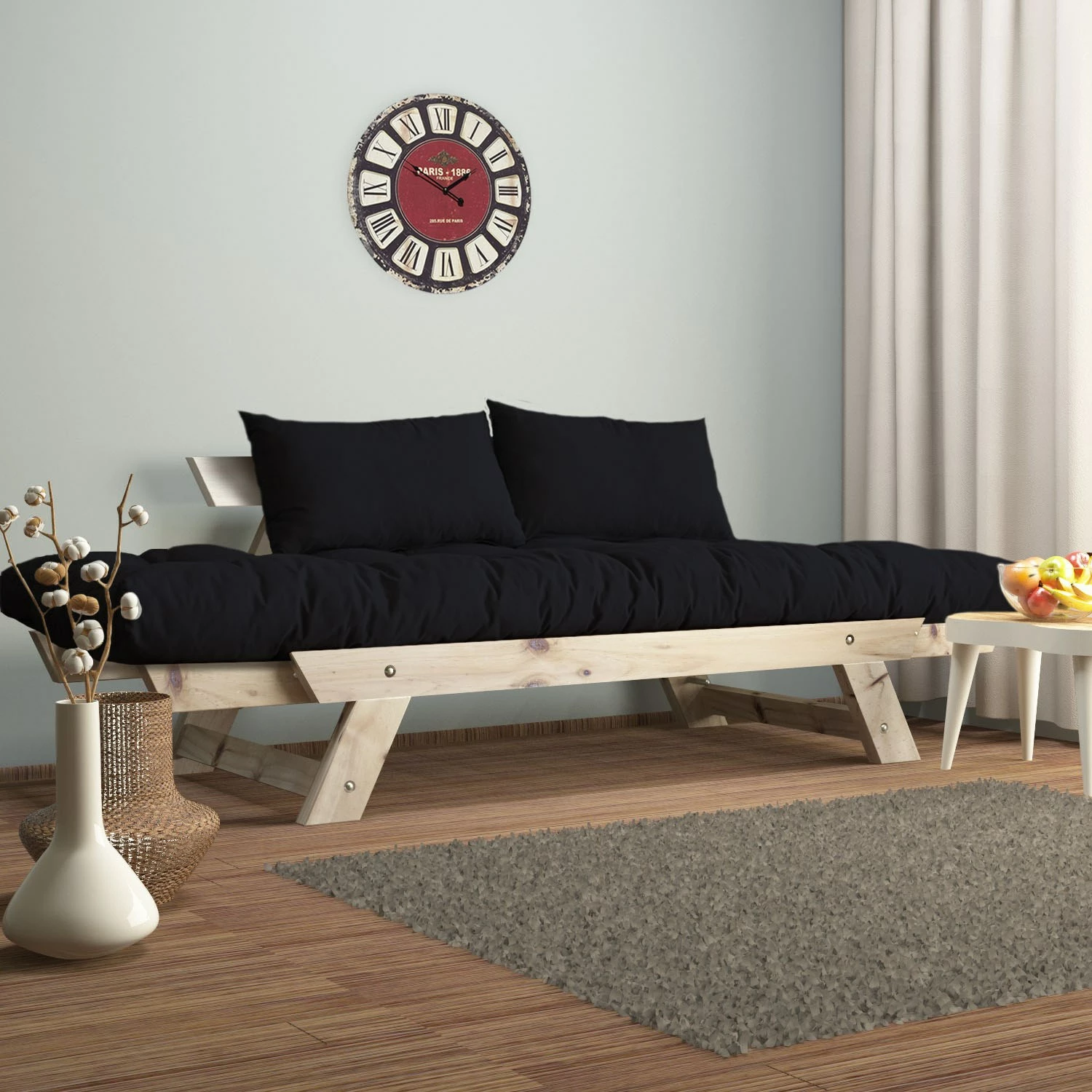 Divan për kopsht, 2 vende, Skye Decor, natyral/zi, CPT8111-210