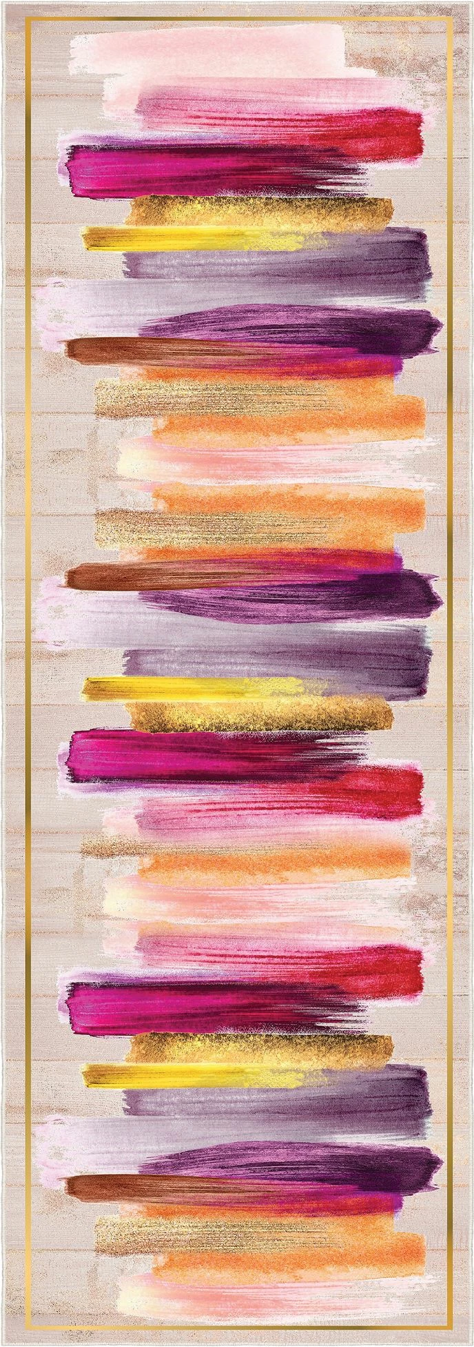 Qilim (80 x 250), Conceptum Hypnose, Wooylk0099, krem, portokalli, e verdhë, fuchsia
