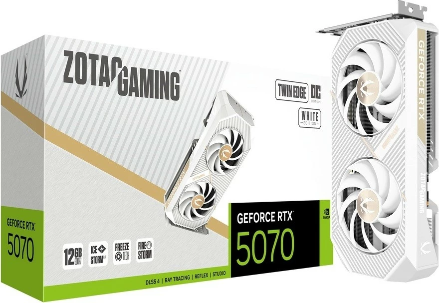 Kartelë grafike ZOTAC GeForce RTX 5070 Twin Edge OC 12GB GDDR7 192-bit, e bardhë (Box)