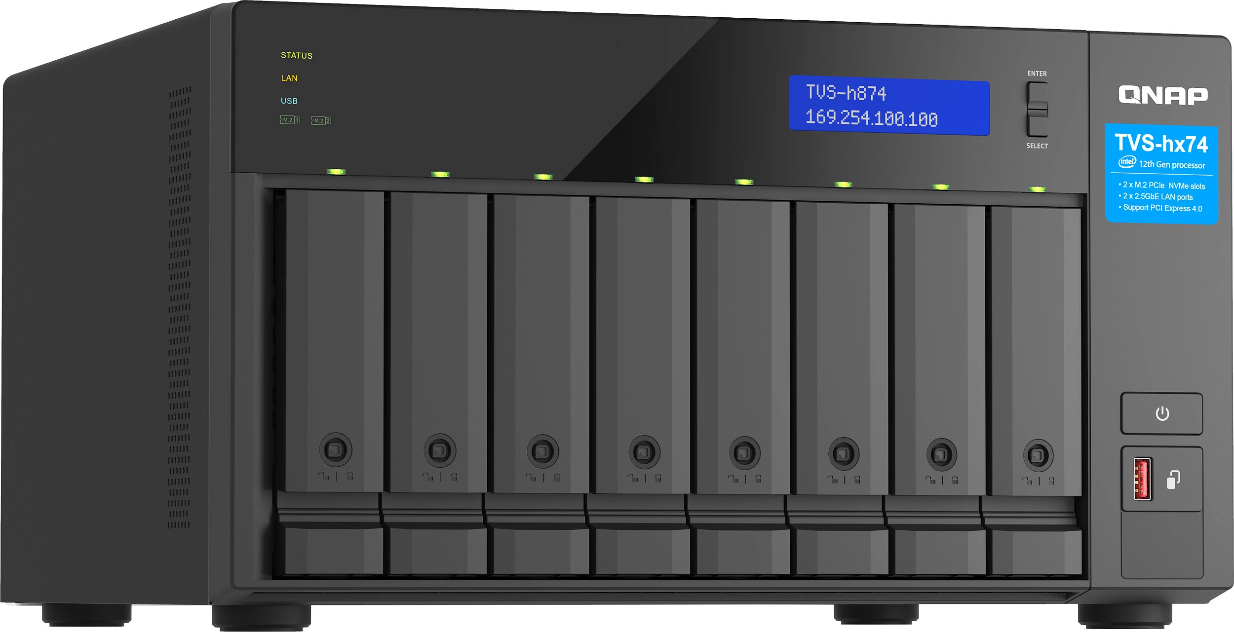 NAS QNAP TVS-H874-I5-32G, Intel Core i5-12400, 32GB RAM, 8-bay, e zezë