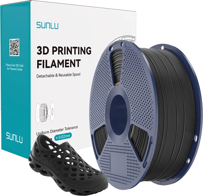 Filament TPU për printim 3D Sunlu TPU 95A (TPU 95A B), 1.75 mm, 1 kg, i zi