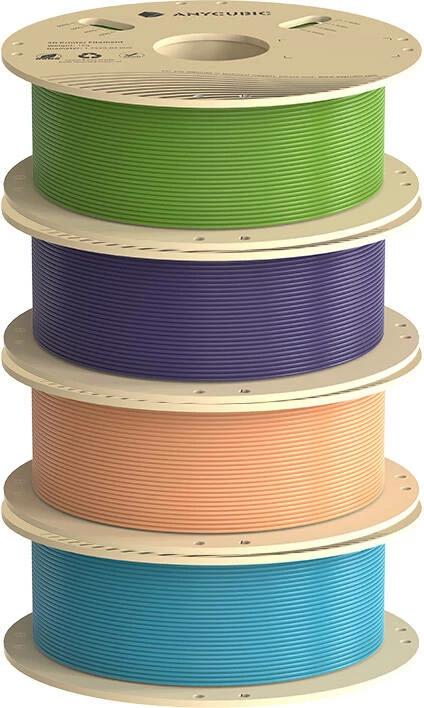 Set filamentesh PLA AnyCubic HPL20-101-4, 1.75 mm, 4 copë, Pantone, Jeshile/Portokalli/Kaltër/Vjollcë