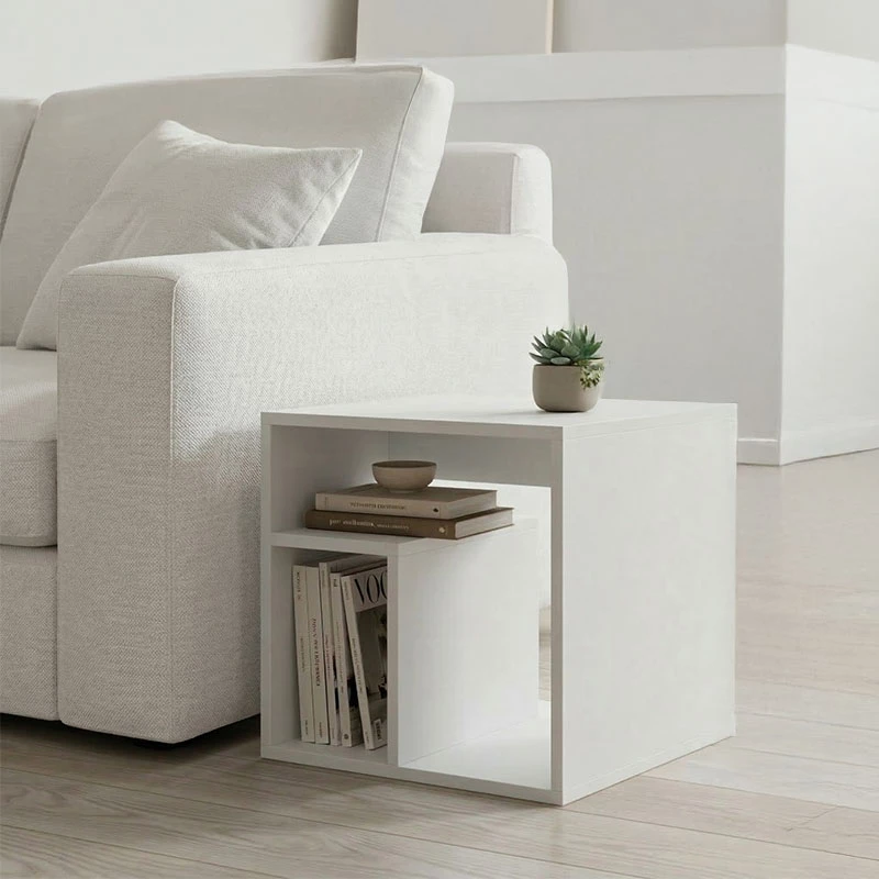 Tavolinë anësore Doublo, ngjyrë e bardhë, 40x35x40cm