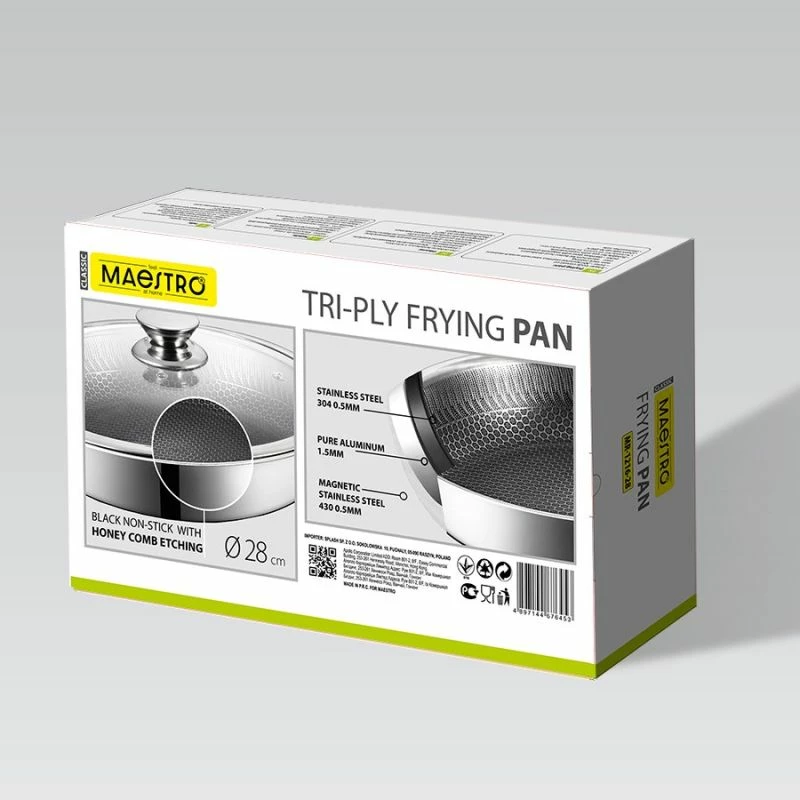 Tigan me kapak MAESTRO MR-1216-28, inox, 28cm