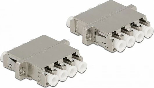 Kupler fibër optike DeLOCK LC Quad femër-në-femër, single-mode, metal, argjendtë