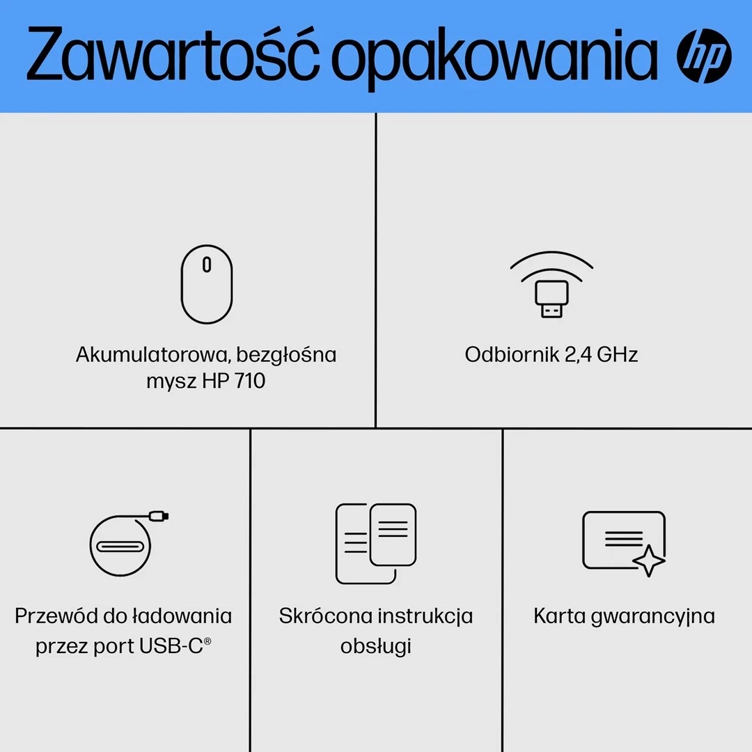 Maus HP 710 i rikarikueshëm, i qetë, i zi
