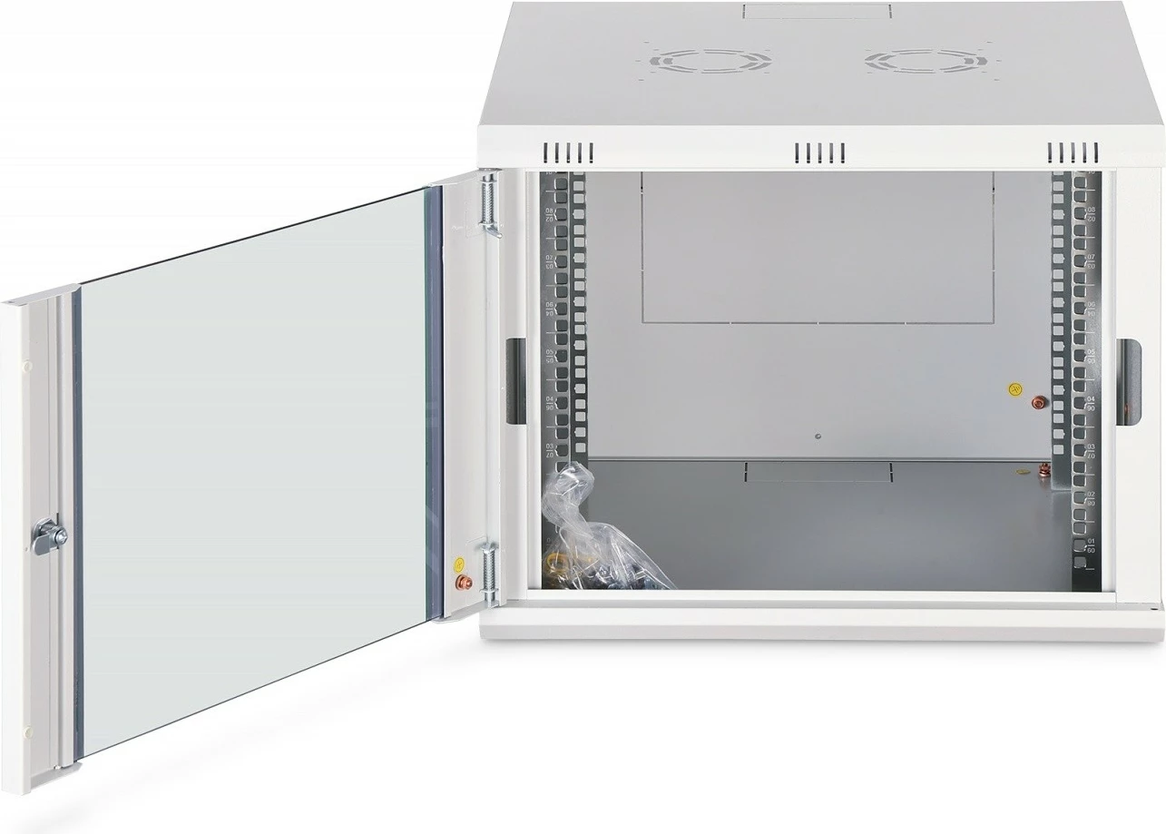 Kabinet rrjeti muror Digitus DN-37106 19" 9U 474x600x600 mm derë xhami IP20 ngarkesë 60 kg i pa-montuar gri