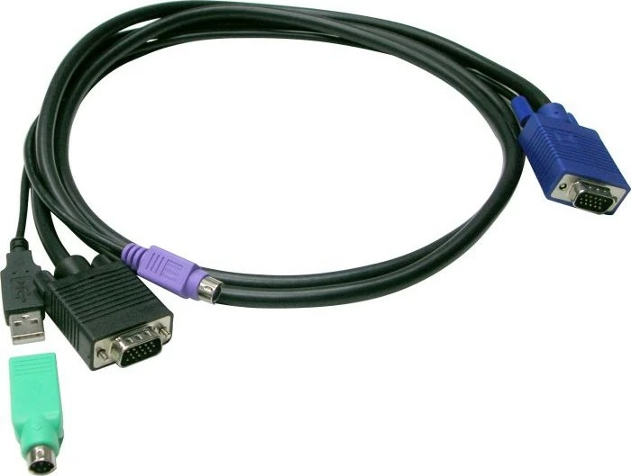 Kabllo KVM LevelOne 1.8m për KVM-3208/KVM-3216, PS/2, USB, VGA, e zezë
