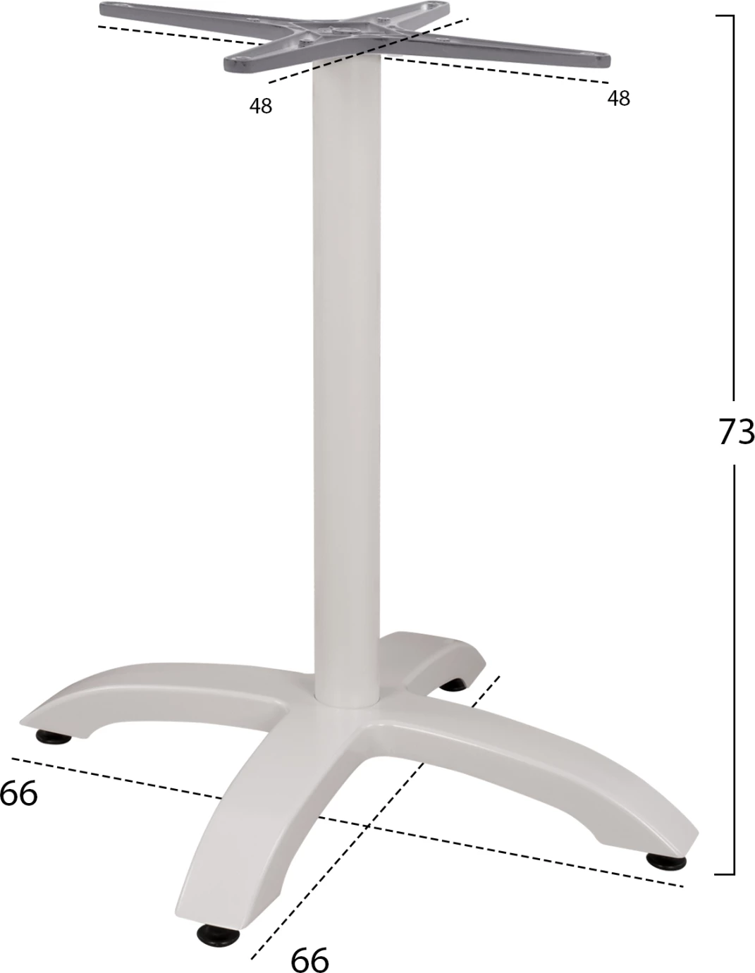 Bazë alumini FH460.02, e bardhë mat, 66x66x73 me kryq 48x48