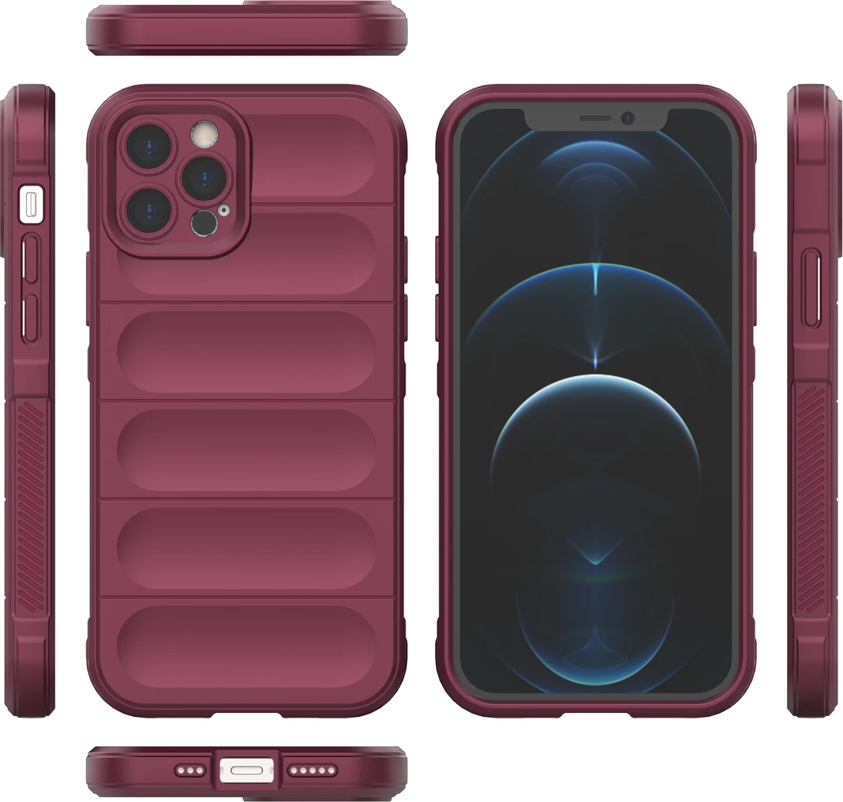 Mbështjellës Hurtel Magic Shield Case për iPhone 12 Pro, fleksibil, i blinduar, i kuq