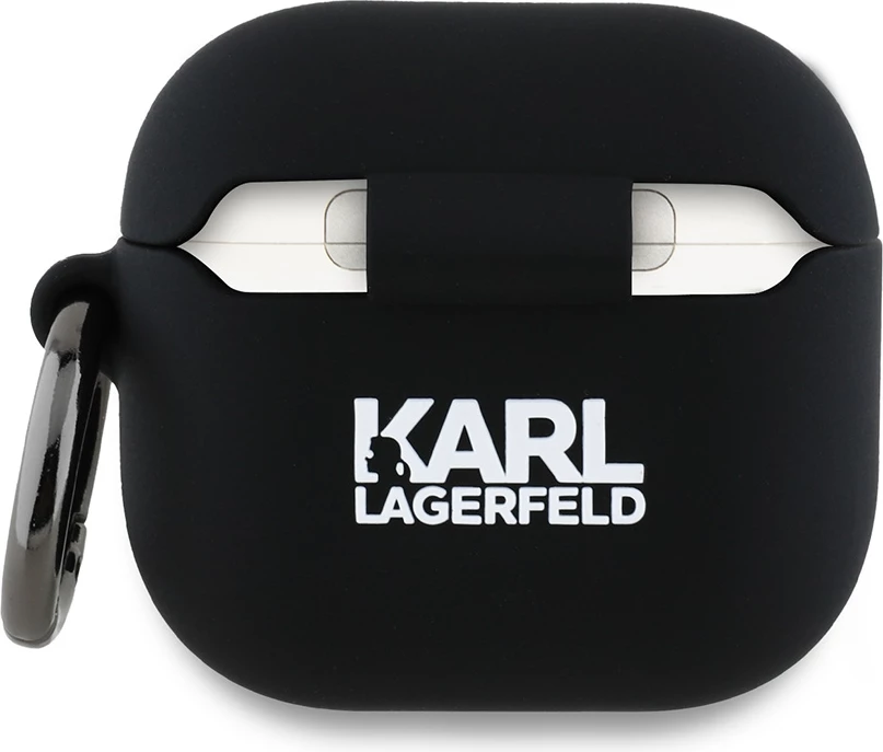 Mbështjellës Karl Lagerfeld për AirPods 4, Silicone Karl Head 3D, i zi