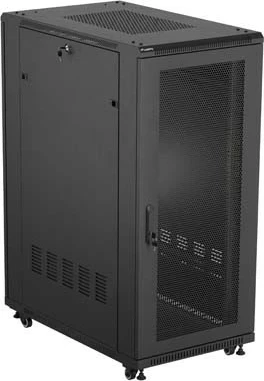 Kabinet rack LANBERG 19" 27U 600x1000mm, në këmbë, dyer të shpuara, i zi