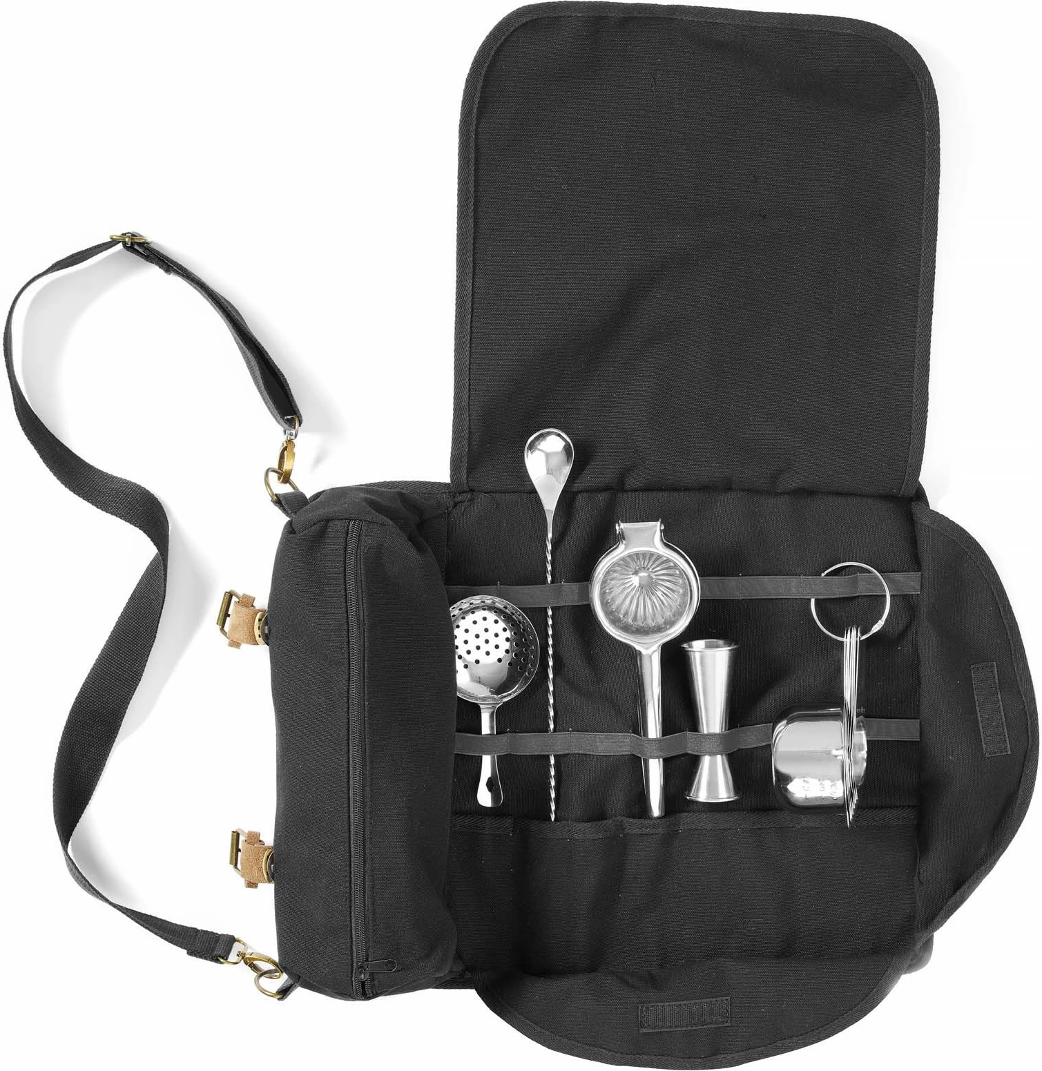 Çantë barmeni, Bar Up, 210x370x70 mm, pambuk i trashë me rrip shpatulle, e zezë