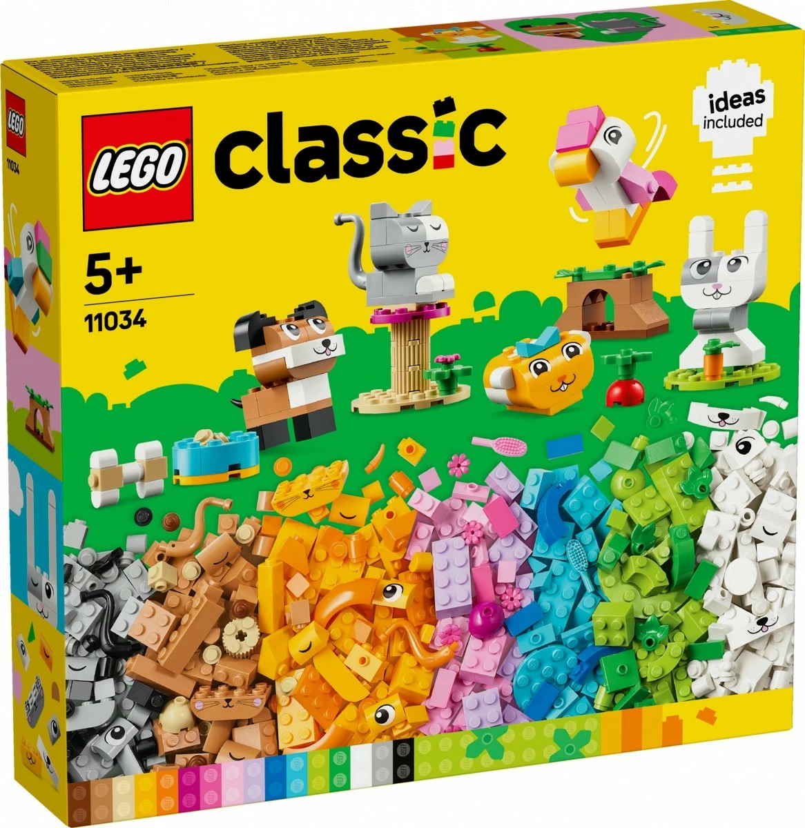 Set lodrash ndërtimi LEGO Classic 11034 Creative Animals, 450 copa, shumëngjyrëshe