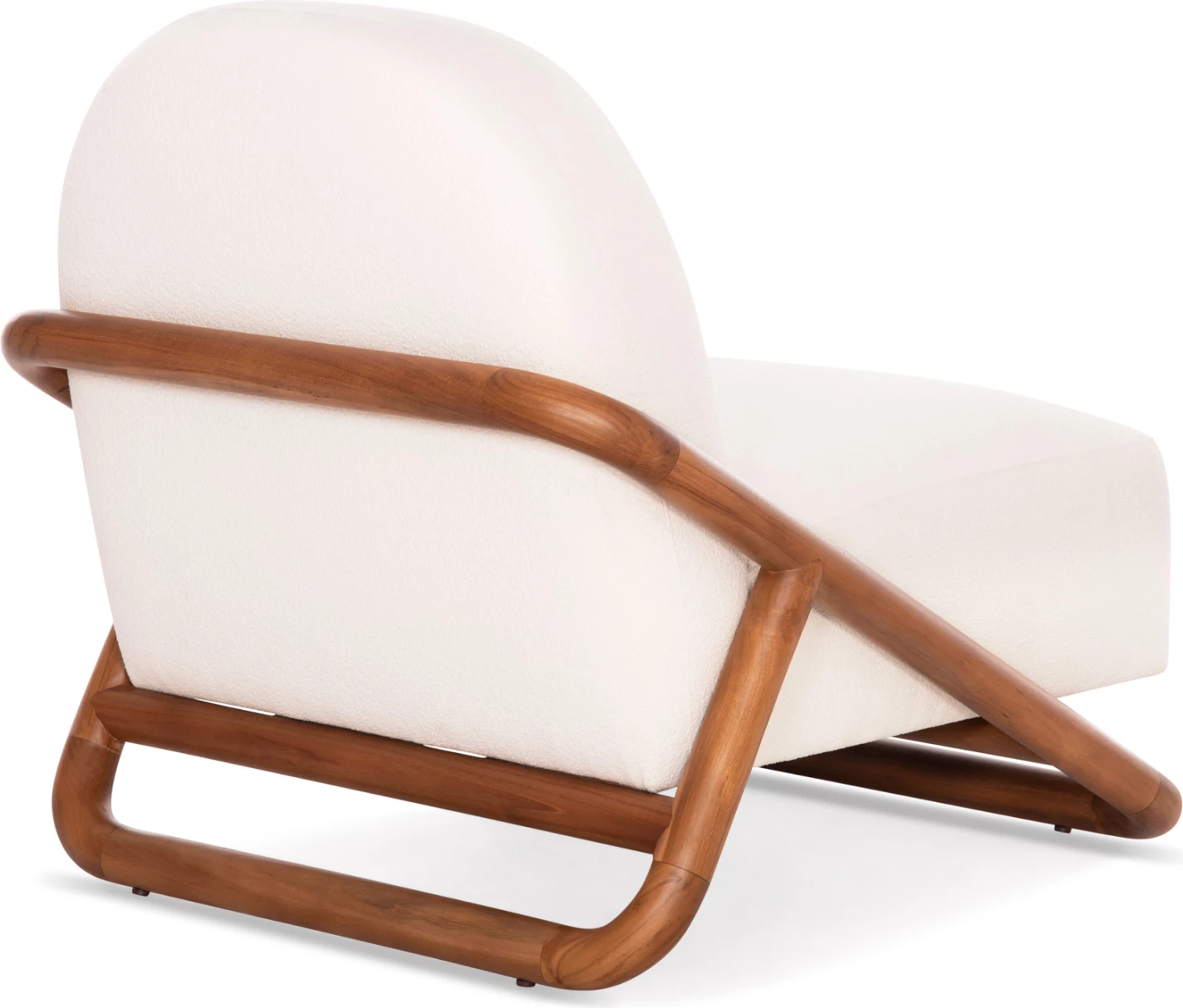 Karrige lounge Ramrod, dru tik natyral, boucle krem e bardhë, 75x87x79cm