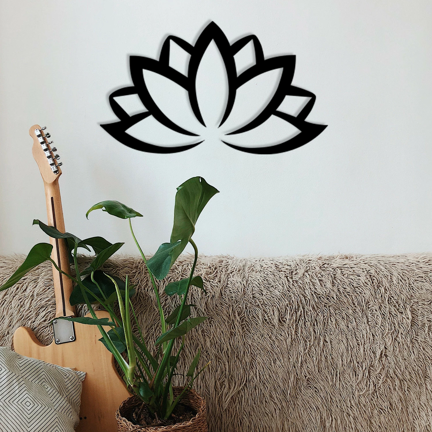 Aksesor dekorativ për mur, lule lotus metalike, Wallity, 60x35cm