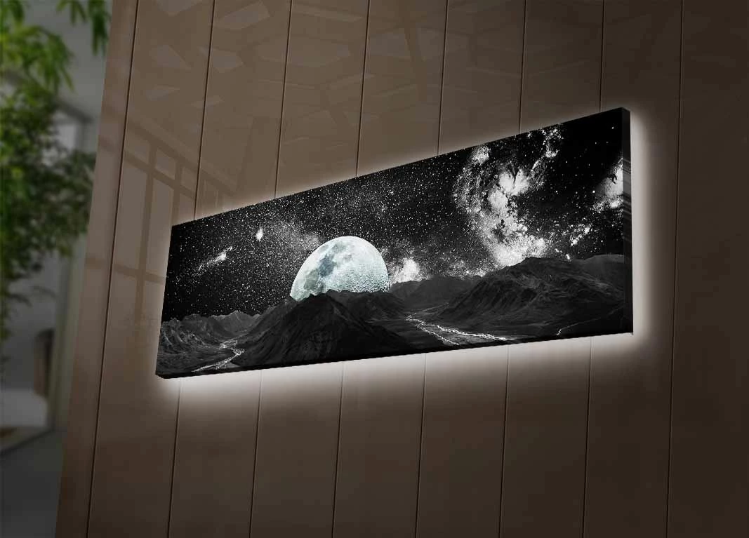 Pikturë dekorative me drita LED, Wallity, 3090NASA-009, shumëngjyrëshe, 30x90cm