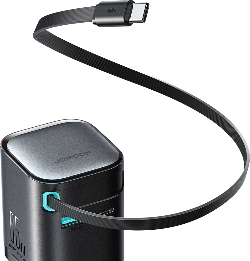 Karikues muri Joyroom JR-TCL02 GaN, 65W, 3 porta (USB-A, USB-C, kabllo USB-C), i zi