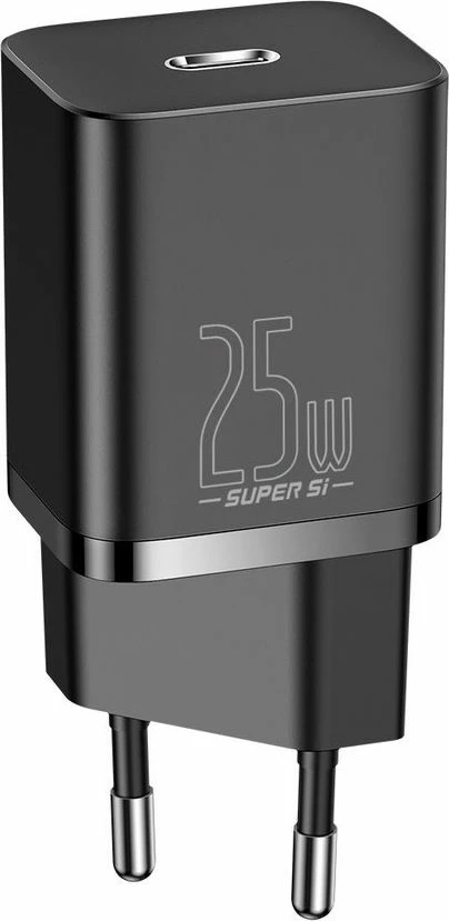 Karikues rrjeti Baseus Super Si TZCCSUP-L01 25W USB-C PD me kabllo USB-C në USB-C 1m, i zi