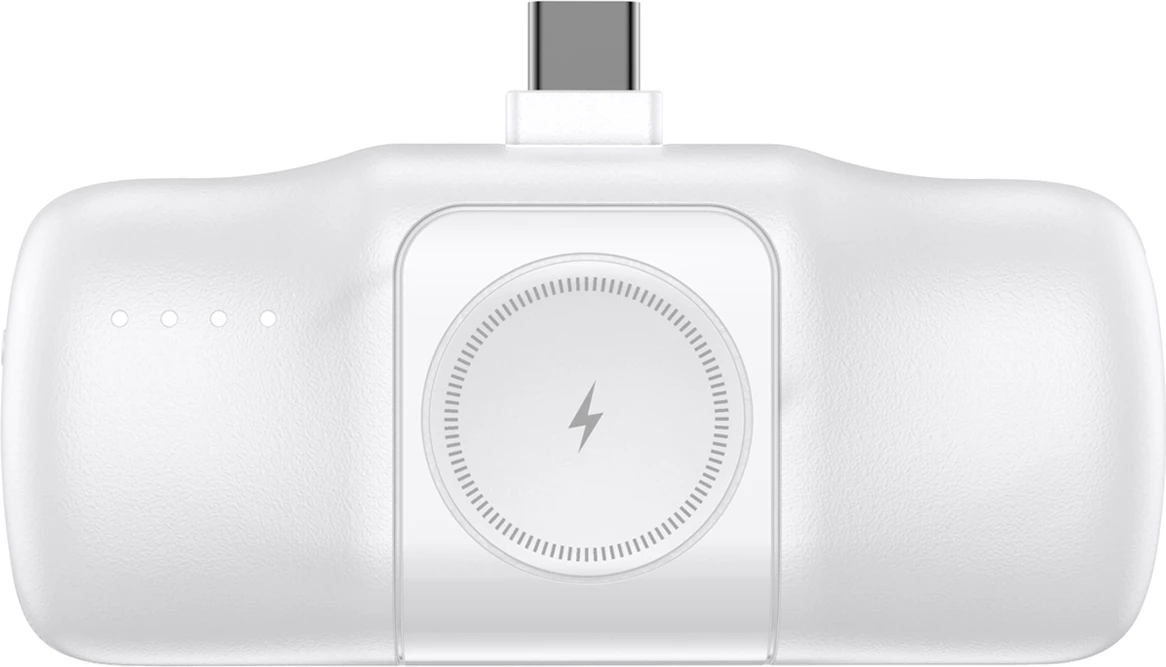 Powerbank Wozinsky WF16-YCS, 5000mAh, 15W, me kabllo USB-C të integruar dhe karikues për Apple Watch, Bardhë