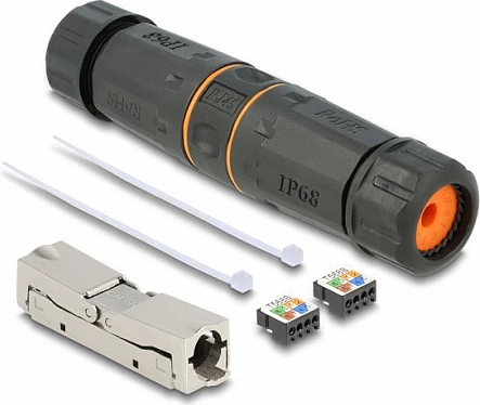 Konektor kabllo rrjeti DeLOCK LSA-LSA Cat.6A IP68, i zi