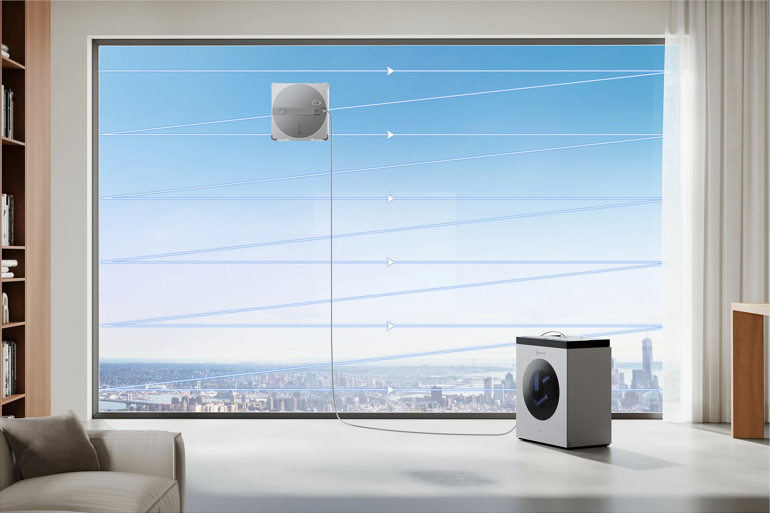 Robot pastrues dritaresh ECOVACS WINBOT W3 OMNI, 8000 Pa, 95 W, argjend/bardhë