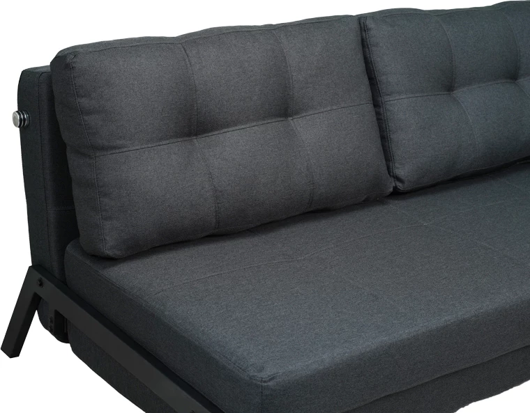 Krevat-sofa dy ulëse, ngjyrë gri e errët, këmbë të zeza, 150x92x77cm