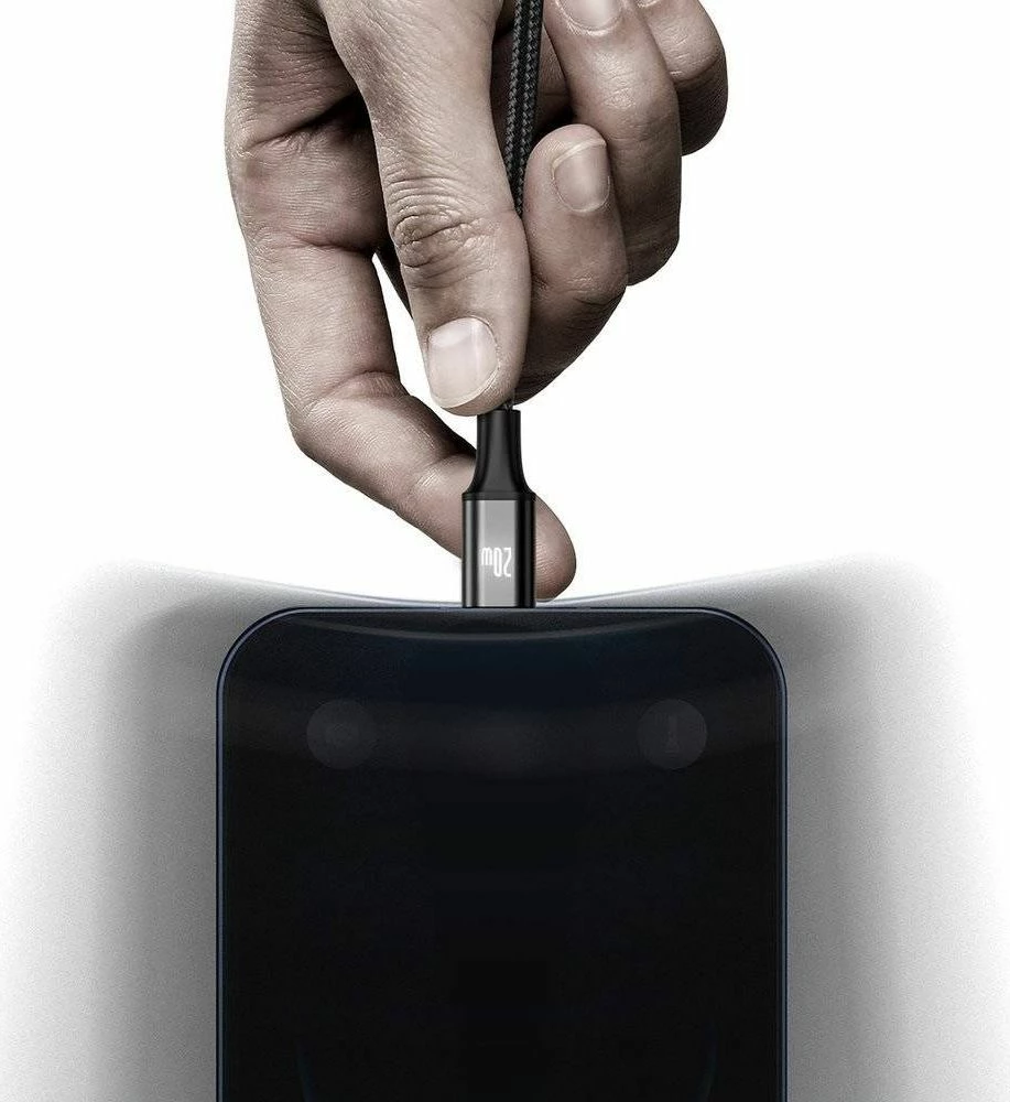 Kabllo USB Baseus Rapid 3in1 CAMLT-SC01, USB-C në USB-C + microUSB + Lightning, 1.5 m, 20W PD, e zezë, 1 copë