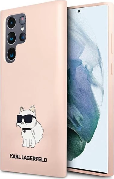 Mbështjellës Karl Lagerfeld KLHCS23LSNCHBCP për Samsung Galaxy S23 Ultra, silikon, rozë