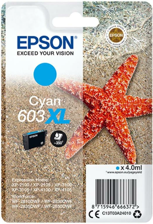 Kartush boje, Epson, 603XL (C13T03A24010), 4.0 ml, cian