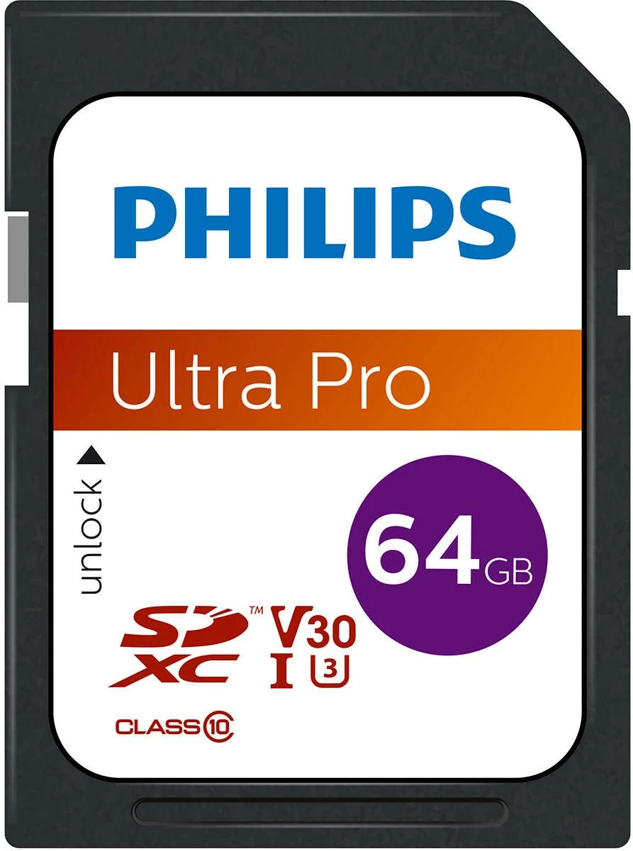 Kartelë memorie Philips FM64SD65B SDXC 64GB Class 10 UHS-I V30 e zezë