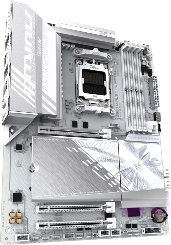 Pllakë amë Gigabyte B850 A ELITE WIFI7 ICE, Socket AM5, ATX, DDR5, Wi-Fi 7, Bardhë