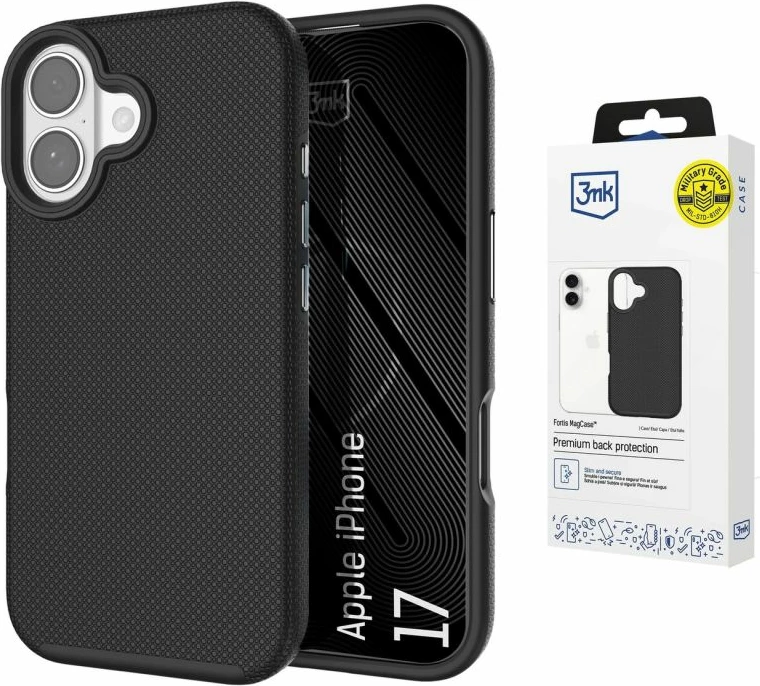 Kuti për iPhone 17 3mk Fortis MagCase, e zezë