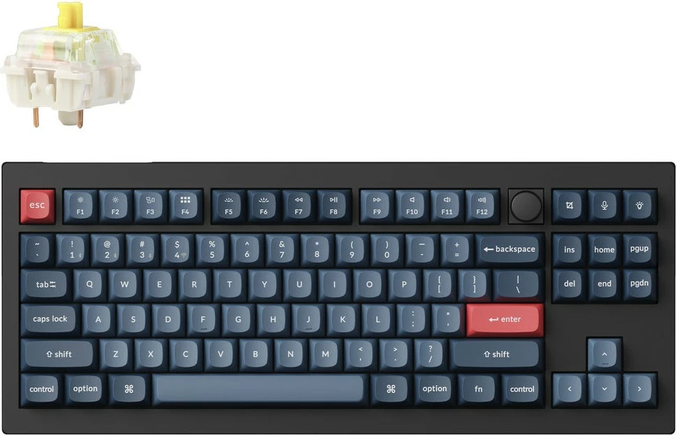 Tastierë mekanike Keychron V3 Max, DE layout, Gateron Jupiter Banana, Hot-Swap, RGB, e zezë/blu