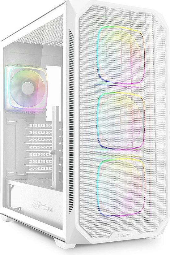 Kasë Sharkoon AK5M RGB, Midi Tower, ATX, xham i temperuar, e bardhë