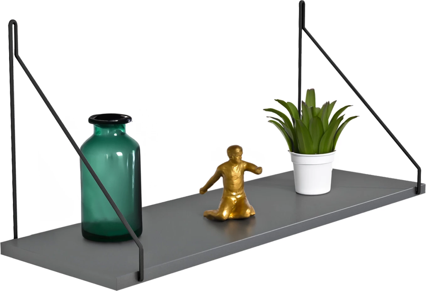 Raft muri AGILAN, FH9183.20, melaminë, ngjyrë gri e errët, 72x20x27H cm