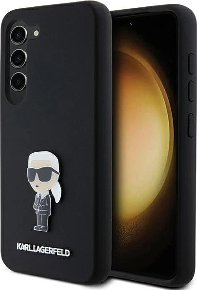 Mbështjellës Karl Lagerfeld Silicone Ikonik Metal Pin për Samsung Galaxy S23+, i zi