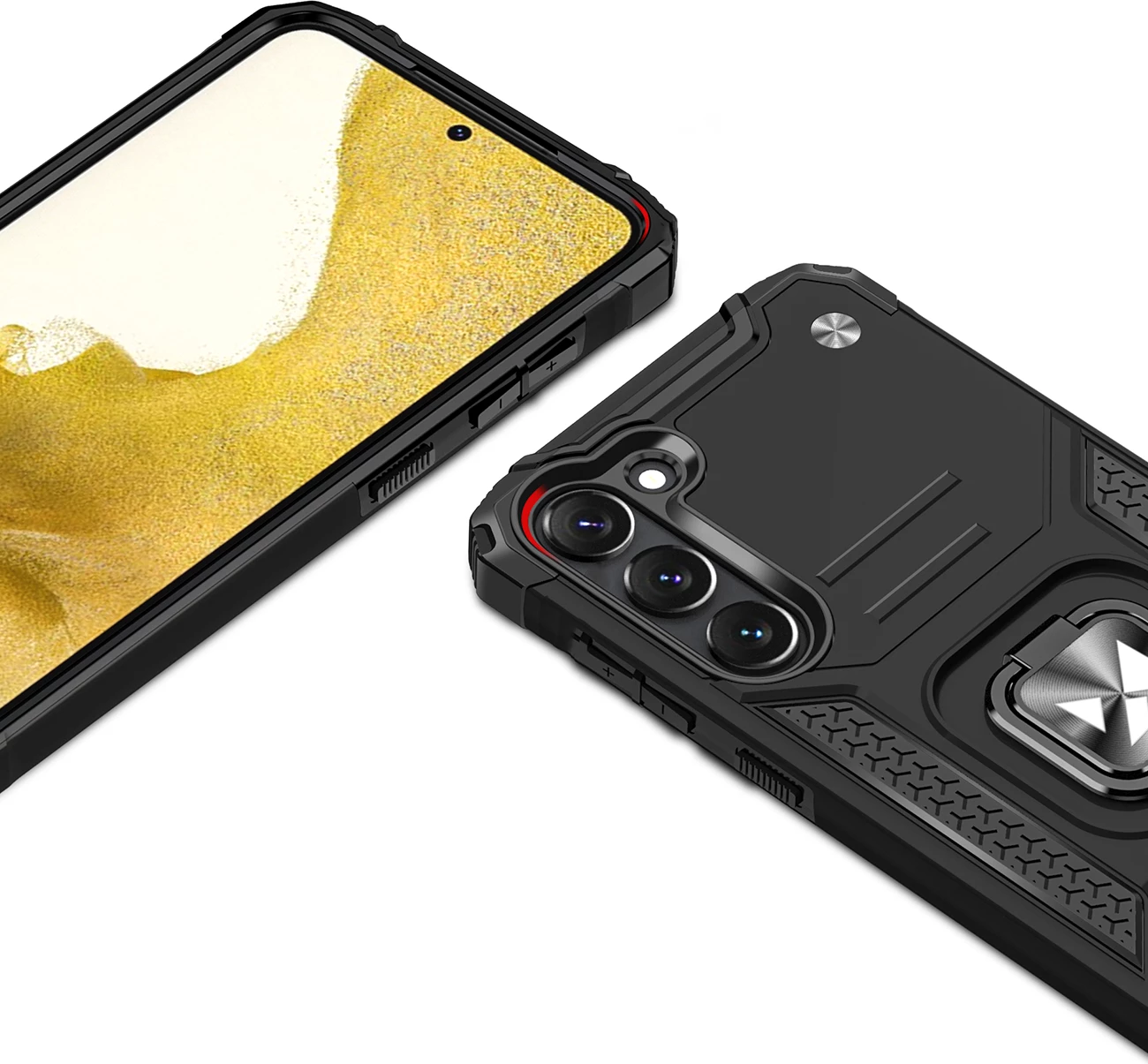 Mbështjellës Wozinsky Ring Armor për Samsung Galaxy S23, me mbajtëse unaze, i zi