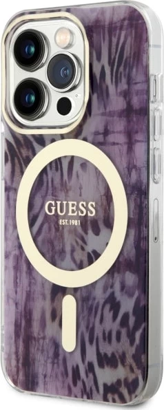 Mbështjellës Guess Leopard MagSafe për iPhone 14 Pro 6.1", Rozë