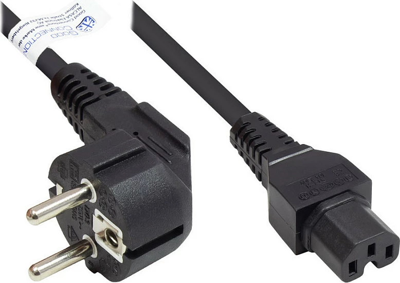 Kabllo rryme GoodConnections P0150-S030, CEE 7/7 (E+F) në C15, 3 m, 10A, e zezë