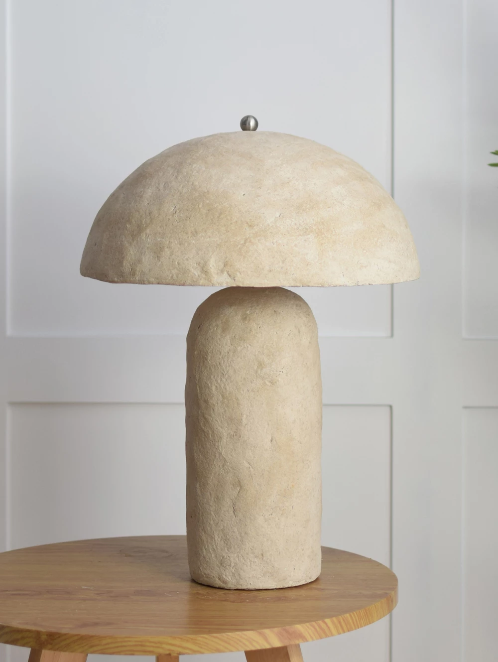 Llambë tavoline ASHER, letër mache, bezhë, 36x36x50cm