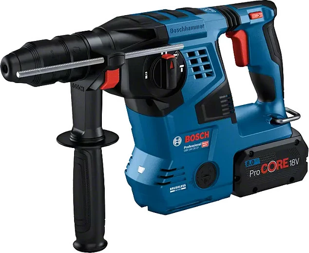 Çekiç shpues (perforator) Bosch GBH 18V-28 CF, 18V, SDS Plus, 2x 8Ah, brushless, me valixhe, zi/blu/kuqe