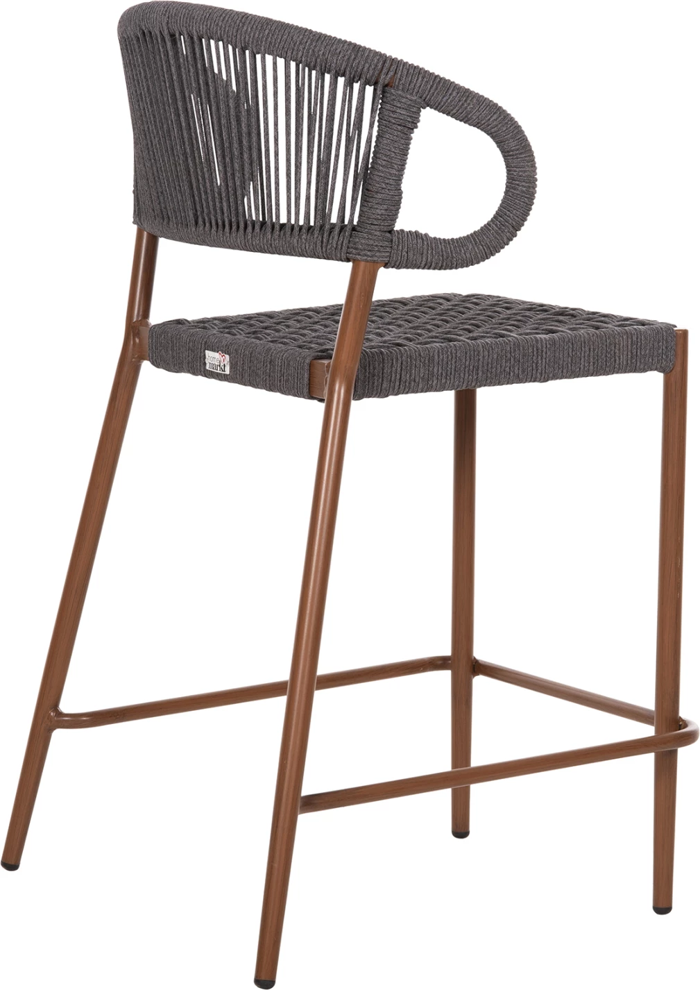 Karrige për bar, lartësi mesatare, EULO FH6087.01, alumin, ngjyrë arre, ratan sintetik gri, 60x60x99H cm