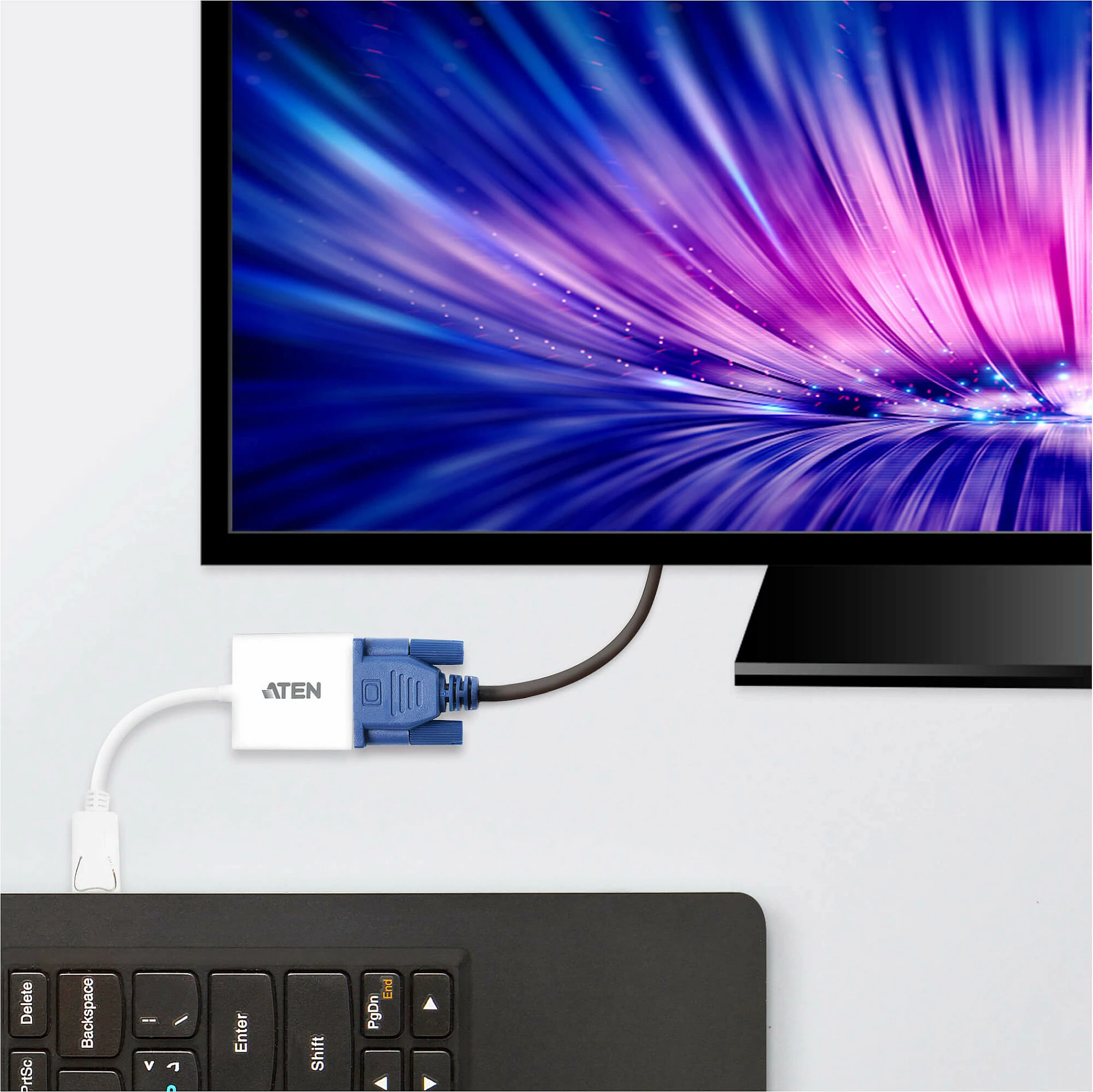 Adapter DisplayPort në VGA ATEN VC925, deri 1920x1200@60Hz, i bardhë