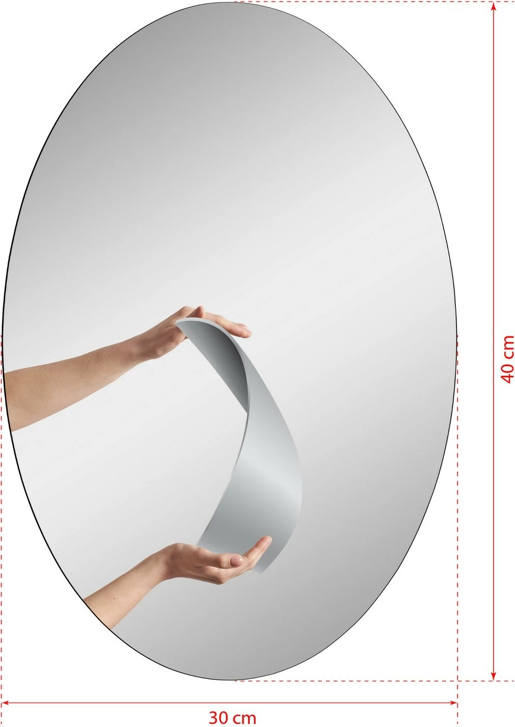 Pasqyrë ovale me ndriçim LED, ngjyrë e bardhë, 30x40cm