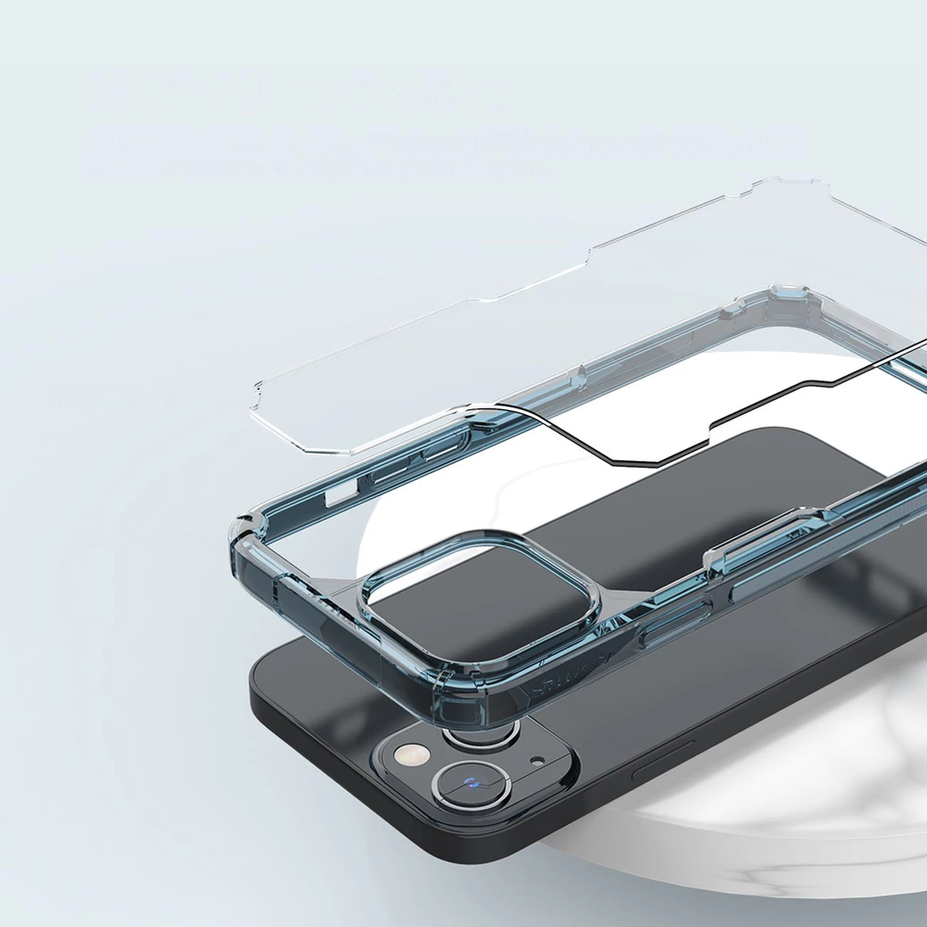 Mbështjellës Nillkin Nature Pro për iPhone 14, transparent/blu