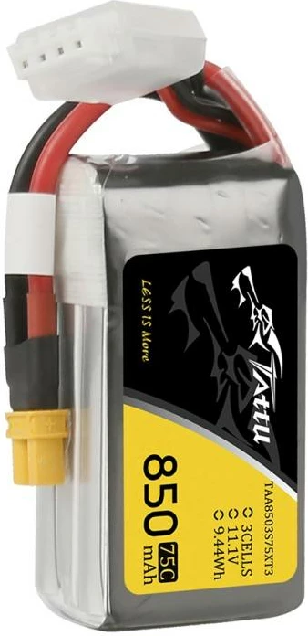 Bateri LiPo Tattu 850mAh 11.1V 75C 3S1P me lidhës XT30