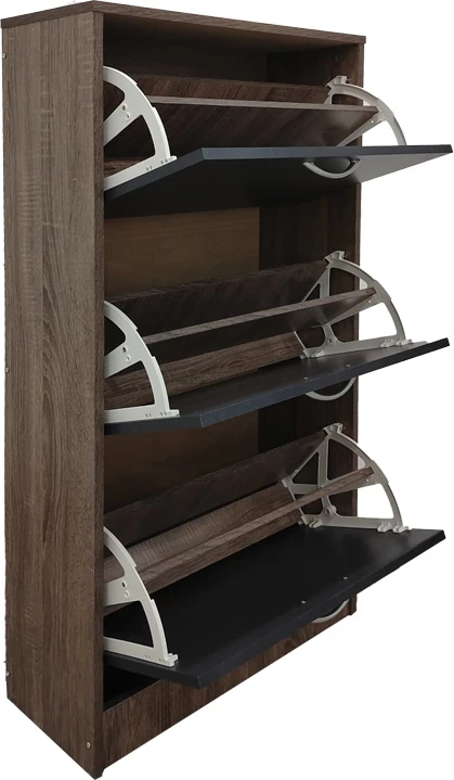 Raft këpucësh Savaz, ngjyrë lis-antracit, 60x24x114cm