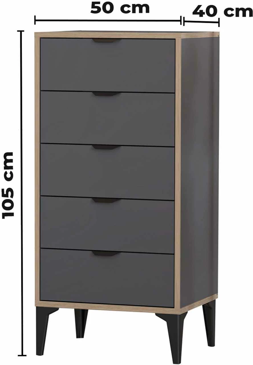 Komodë Arden, ngjyrë antracit, Skye Decor